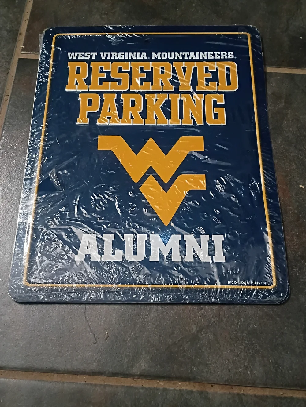 West Virginia Mountaineers Reserved Parking Alumni Sign - Navy & Gold